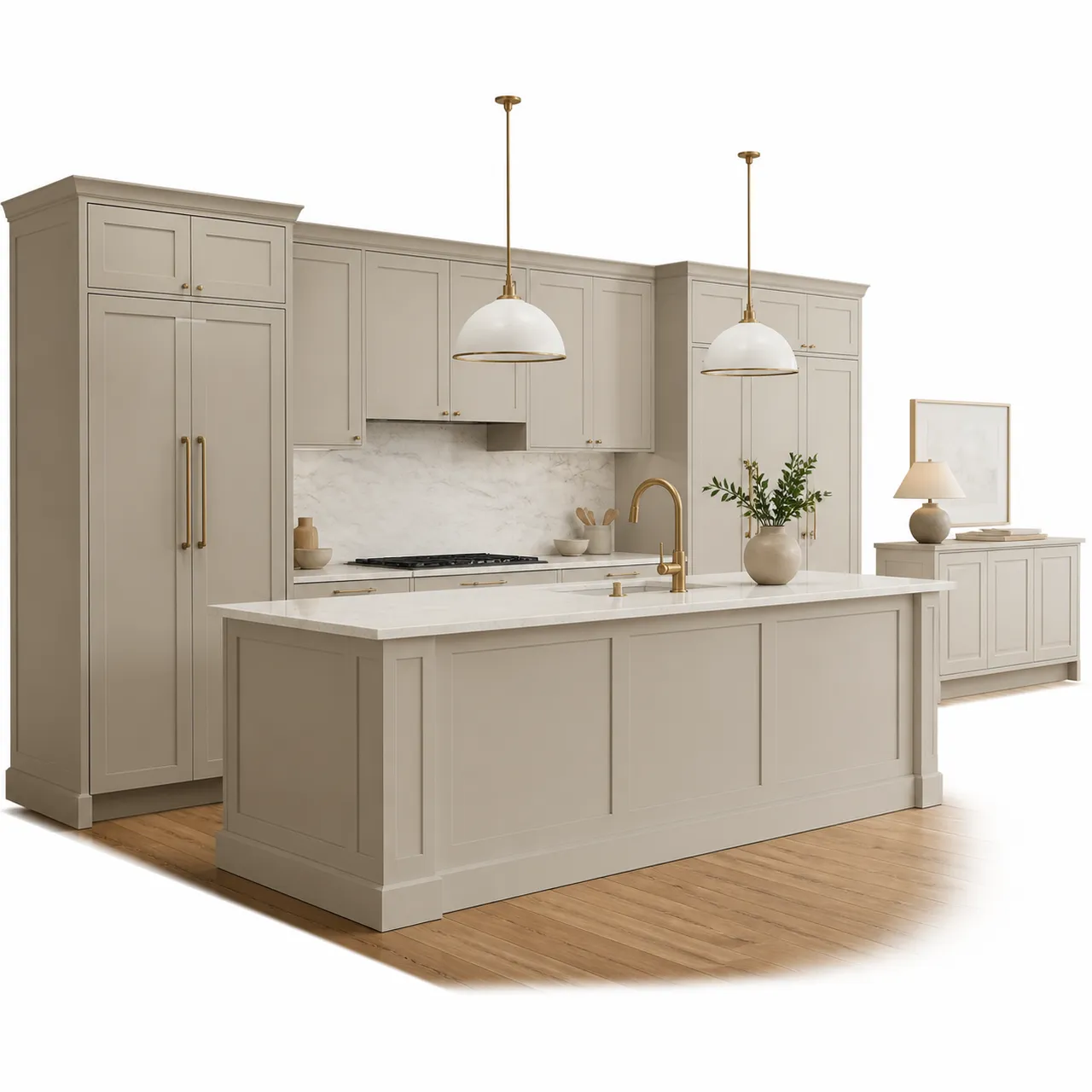Fadior Riviera Kitchen with Flush Fixture Console — 304 stainless steel kitchen system, front view