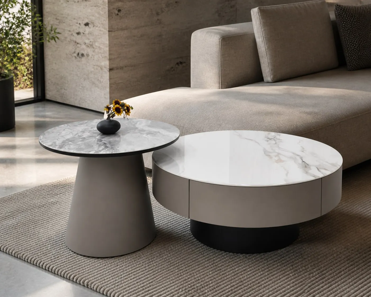Two-Tone Sintered Side Table 55×44 cm