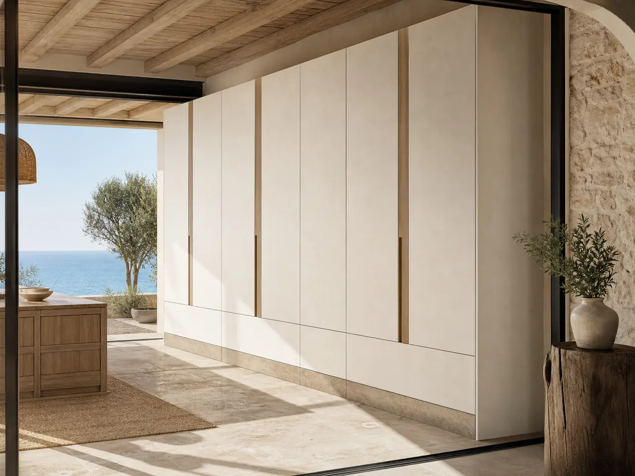 Fadior Resonance Wardrobe Suite with Concealed Service Spine - custom 304 stainless steel wardrobe or walk-in closet with lighting, hanging, drawer storage, and residential finishes
