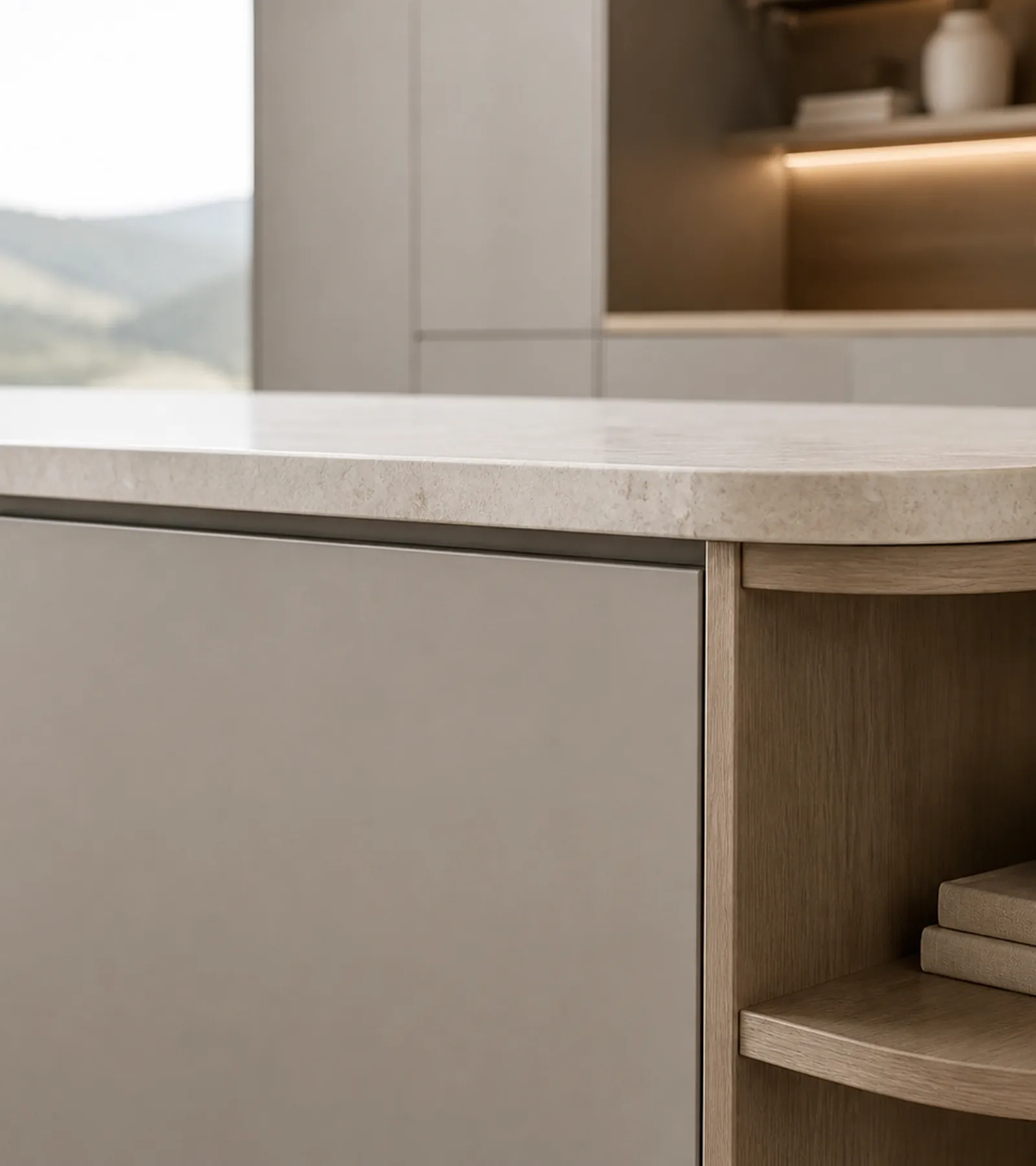 Suite de Cocina Silkstone con Península de Preparación Spectral acabado y detalle