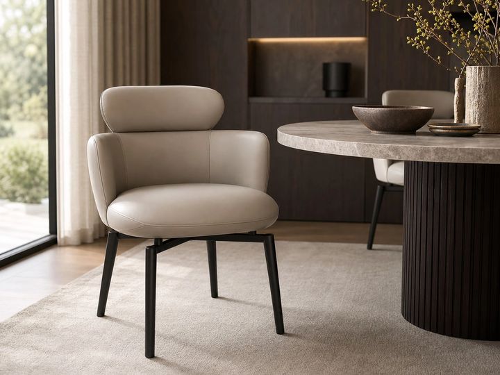 Leather-Accent Dining Chair styled in a FADIOR HOME interior setting