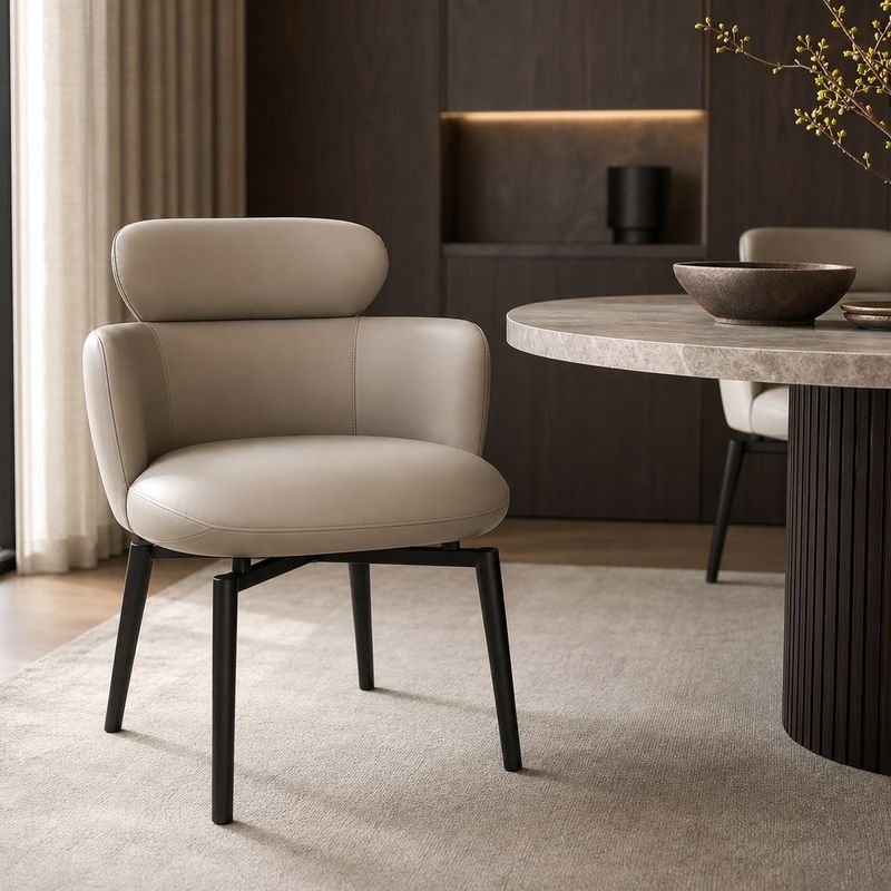 Leather-Accent Dining Chair (Carbon steel) styled in a FADIOR HOME interior setting