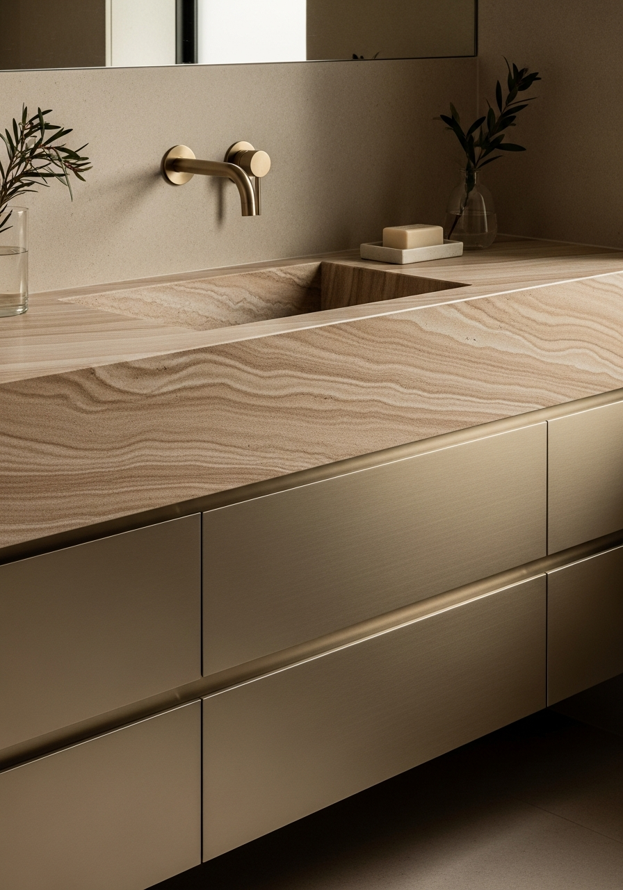 Fadior Sydney Harbour Villa — bathroom vanity with premium material integration