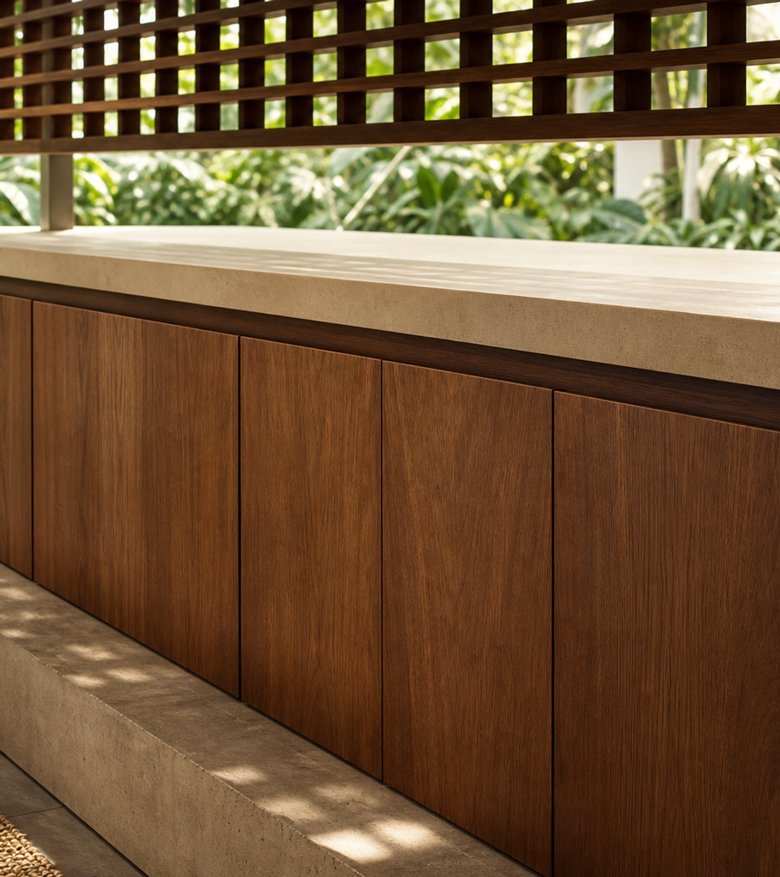 Fadior Cannes Balcony Suite with Champagne Privacy Ledge — close-up of stainless steel finish and hardware detail