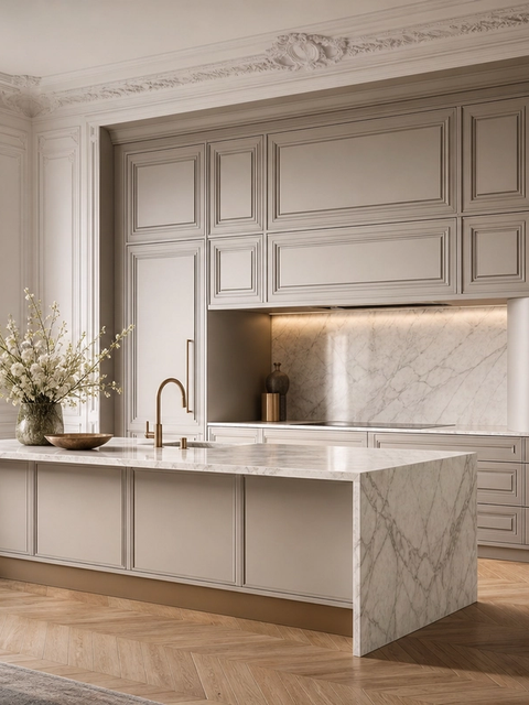 Fadior Continuum Kitchen Suite with Boiserie Appliance Hearth — 304 stainless steel kitchen system, front view