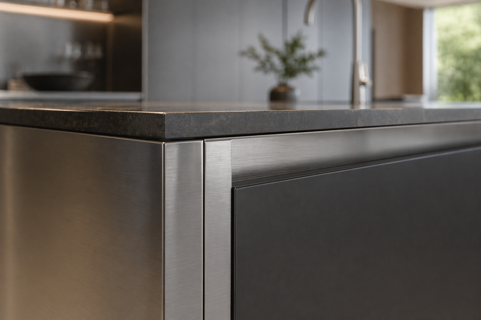 Fadior Abyss Kitchen Suite — close-up of stainless steel finish and hardware detail