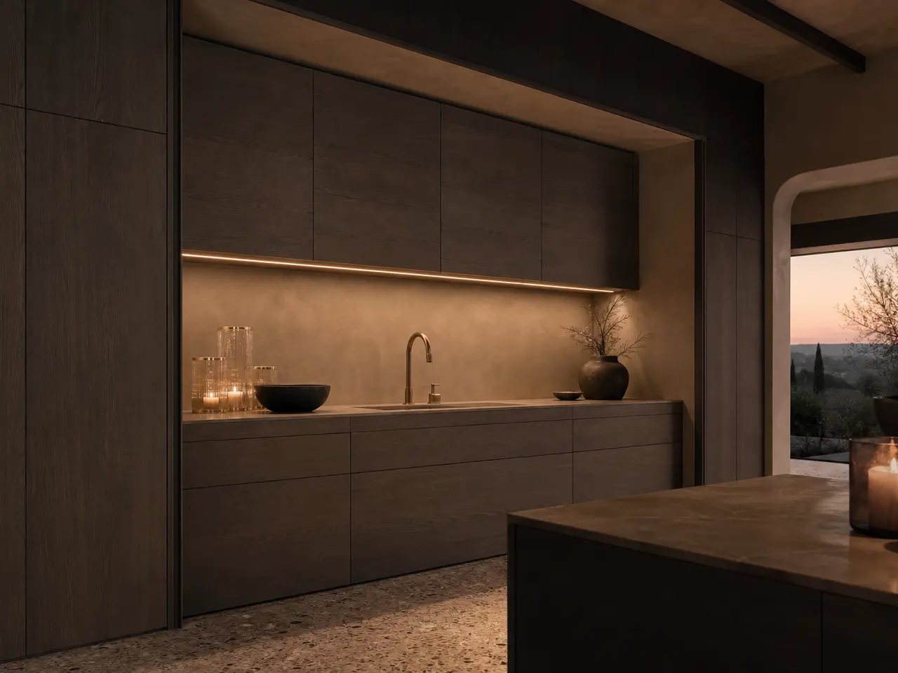 Fadior Meridian Kitchen Suite with Shower Sphere Prep Sanctuary - custom 304 stainless steel kitchen cabinetry with residential finishes, storage planning, and daily workflow