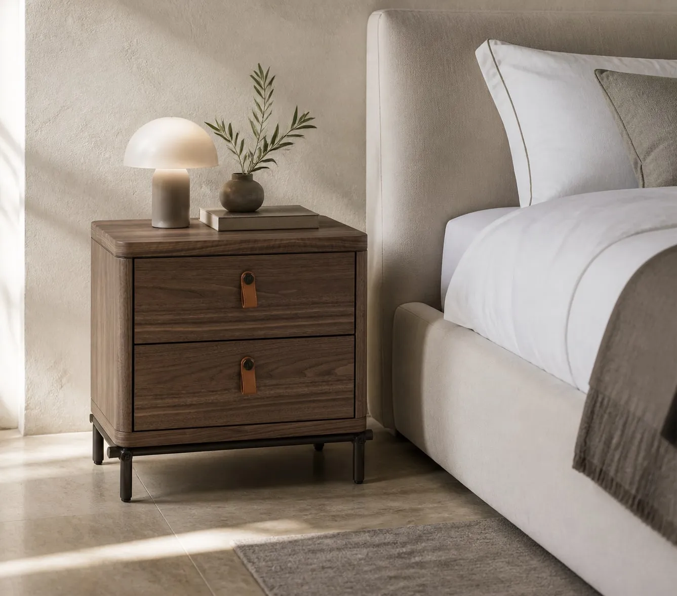 Walnut Veneer Nightstand