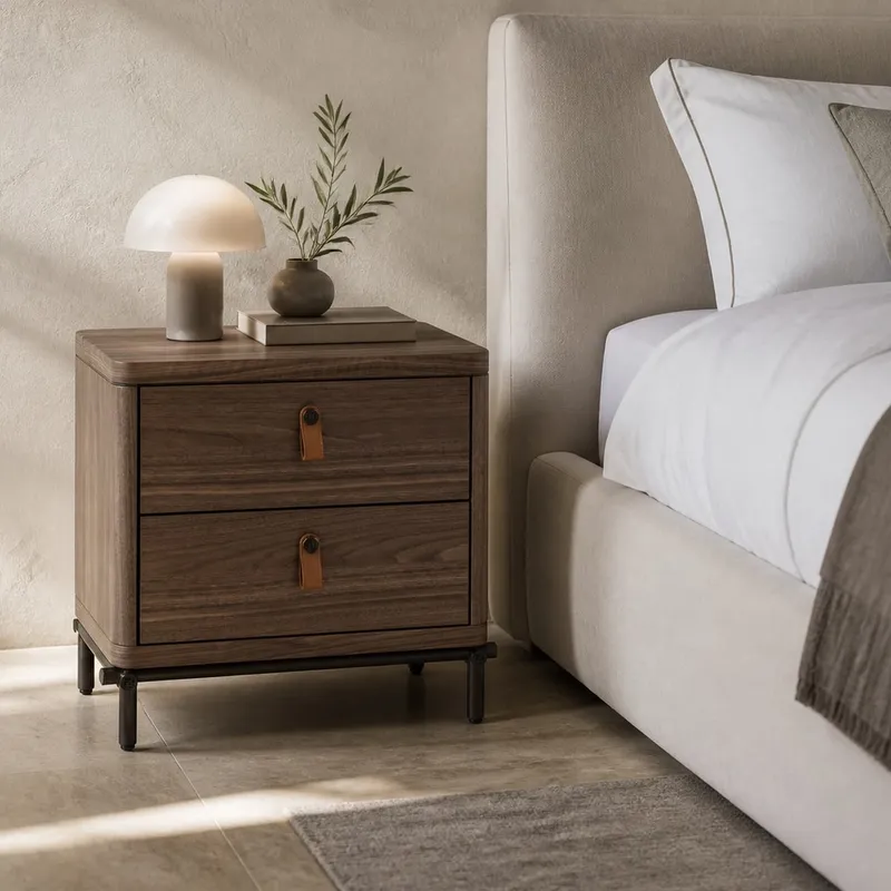 Walnut Veneer Nightstand