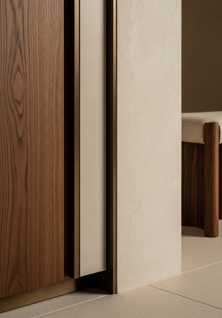 Fadior Essence Media Console — close-up of stainless steel finish and hardware detail