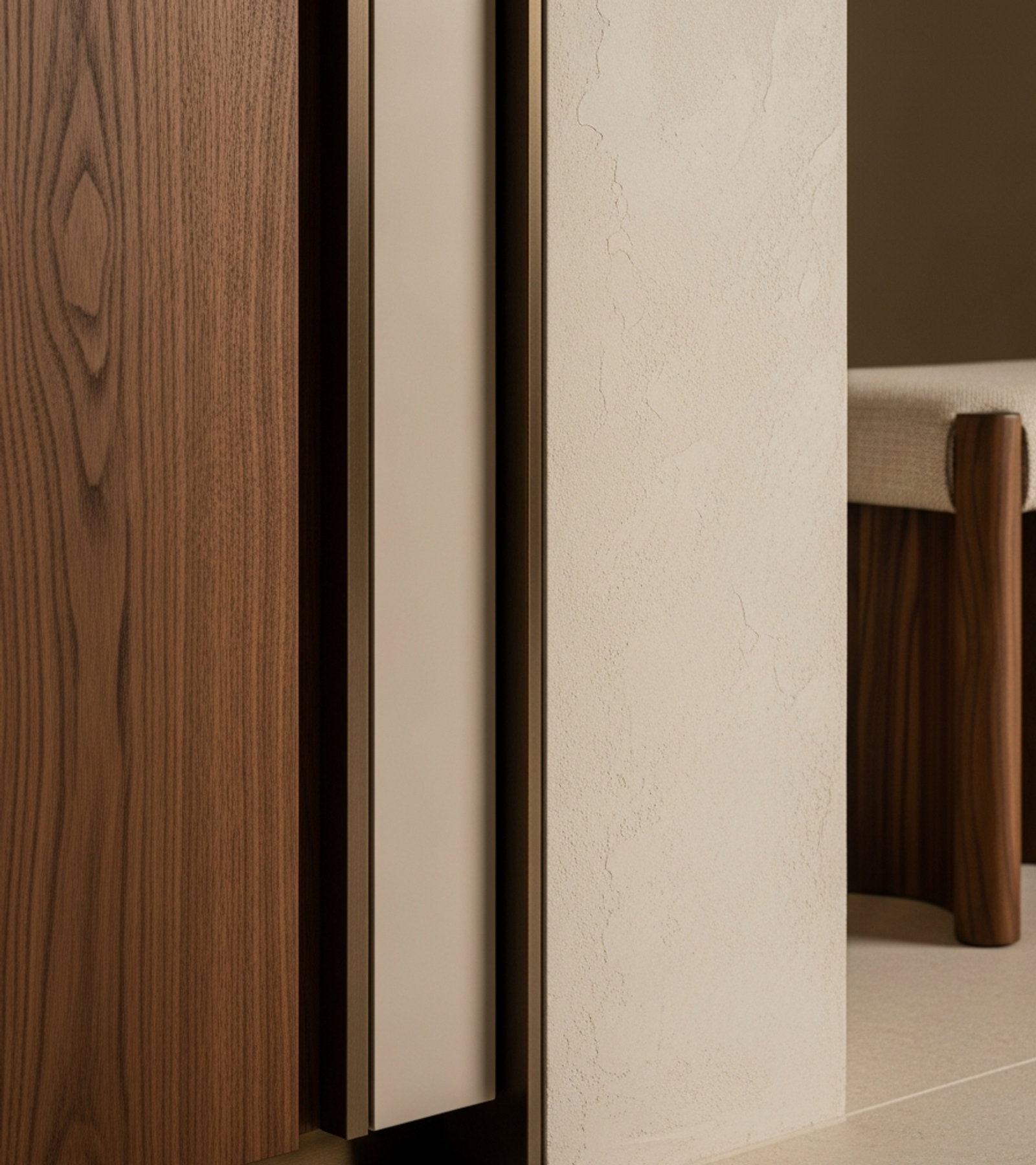 Fadior Essence Media Console — close-up of stainless steel finish and hardware detail