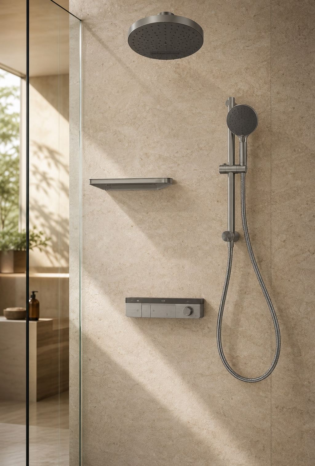 Shower Faucet System styled in a FADIOR HOME interior setting