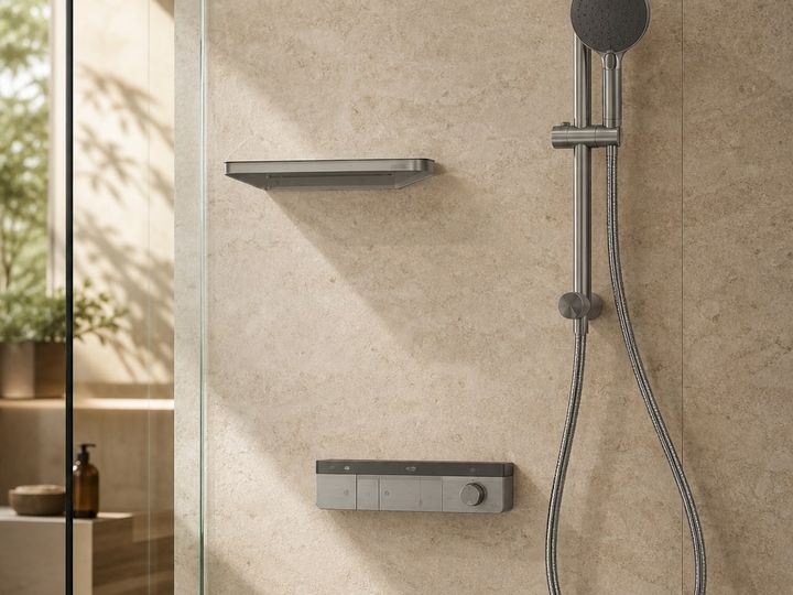 Shower Faucet System styled in a FADIOR HOME interior setting