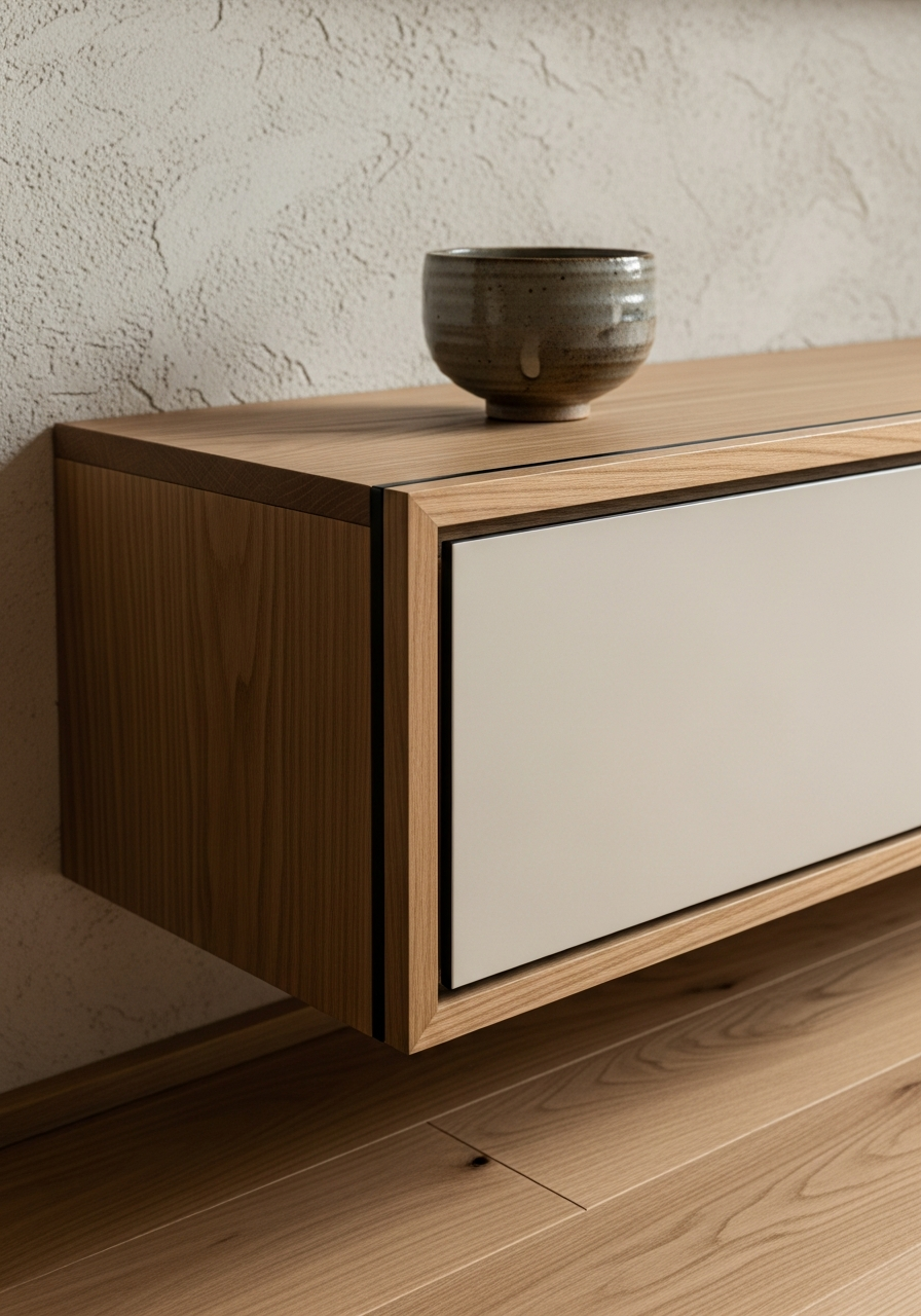 Fadior Essence Media Console — close-up of stainless steel finish and hardware detail