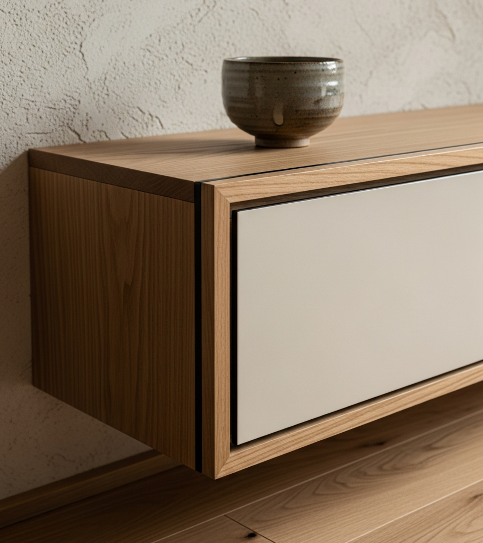Fadior Essence Media Console — close-up of stainless steel finish and hardware detail