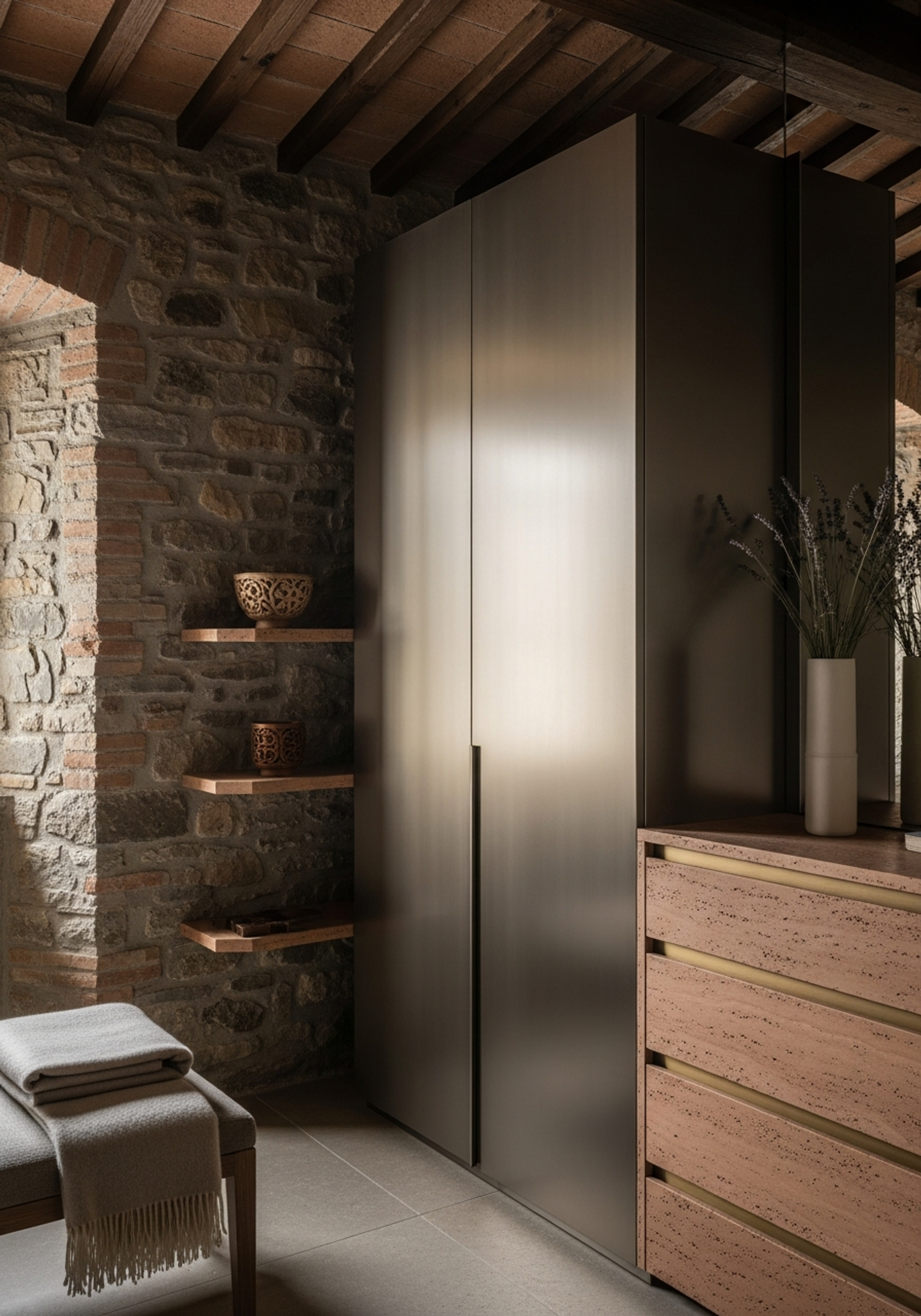 Fadior Siena Tuscan Villa — master wardrobe with stainless steel system