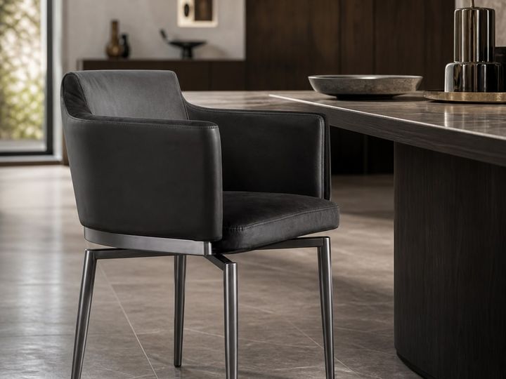 Leather-Accent Dining Chair styled in a FADIOR HOME interior setting
