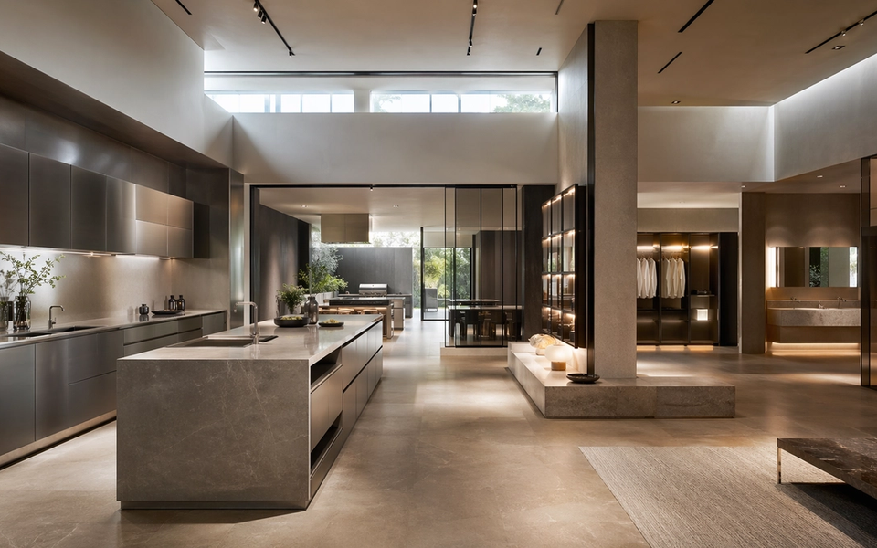 Fadior Foshan Headquarters Experience Center — 304 stainless steel kitchen system, architectural view