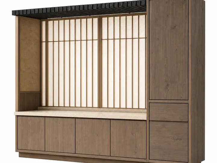 Fadior Soleil Balcony Suite with Parchment Tea Screen Perch — 304 stainless steel balcony system, front view