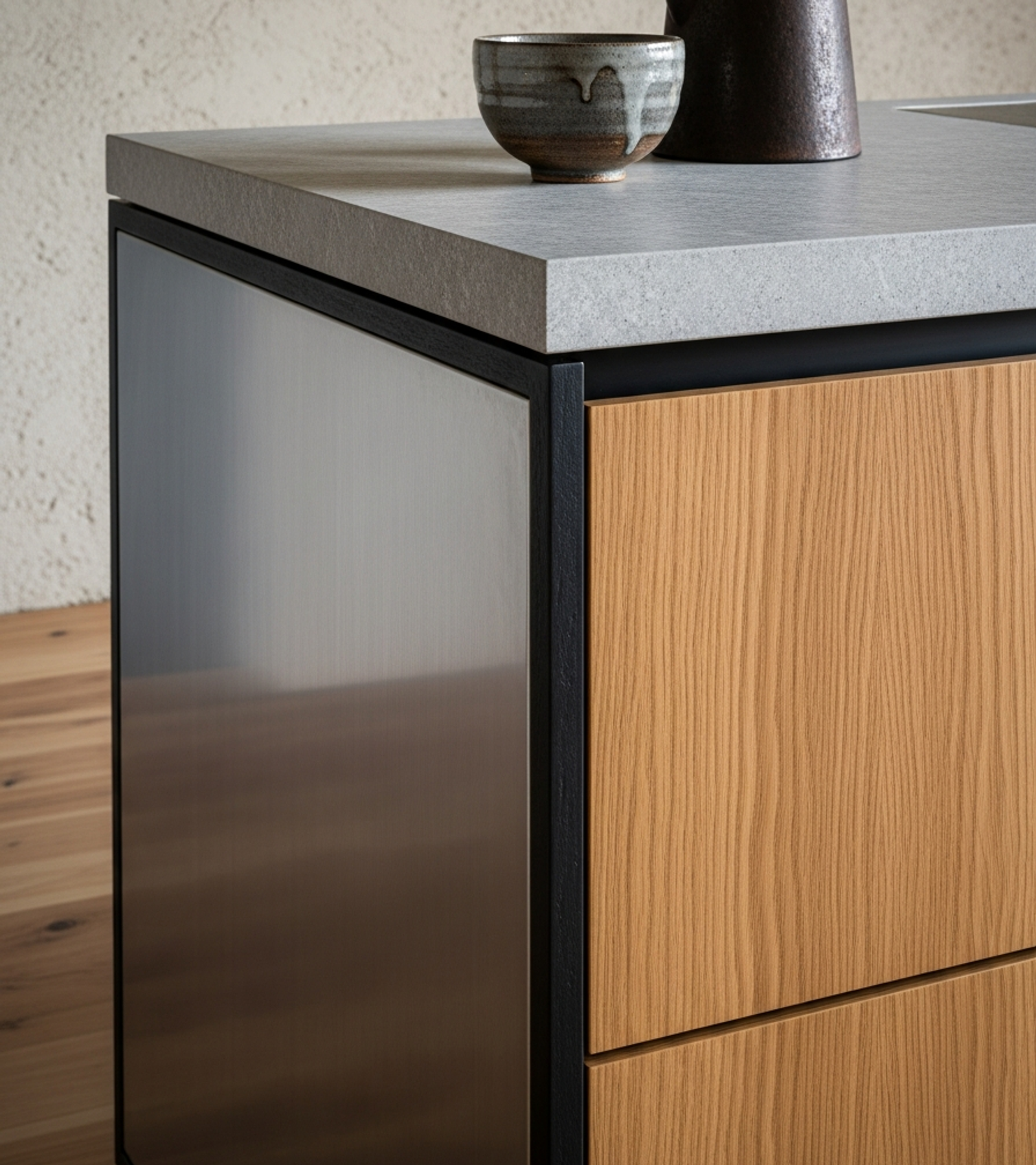 Fadior Abyss Kitchen Suite — close-up of stainless steel finish and hardware detail