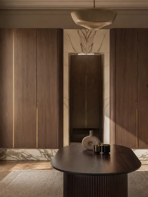 Suite de Armario Onyx con Portal de Vestidor de Veta de Cuarzo
