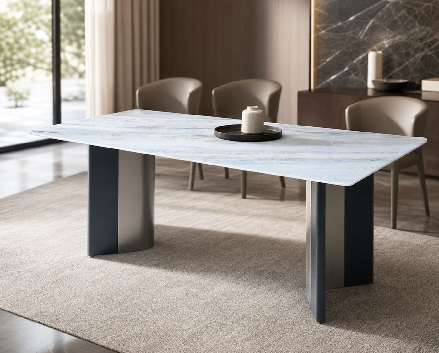 Stone-Top Marble Dining Table 160x80 styled in a FADIOR HOME interior setting