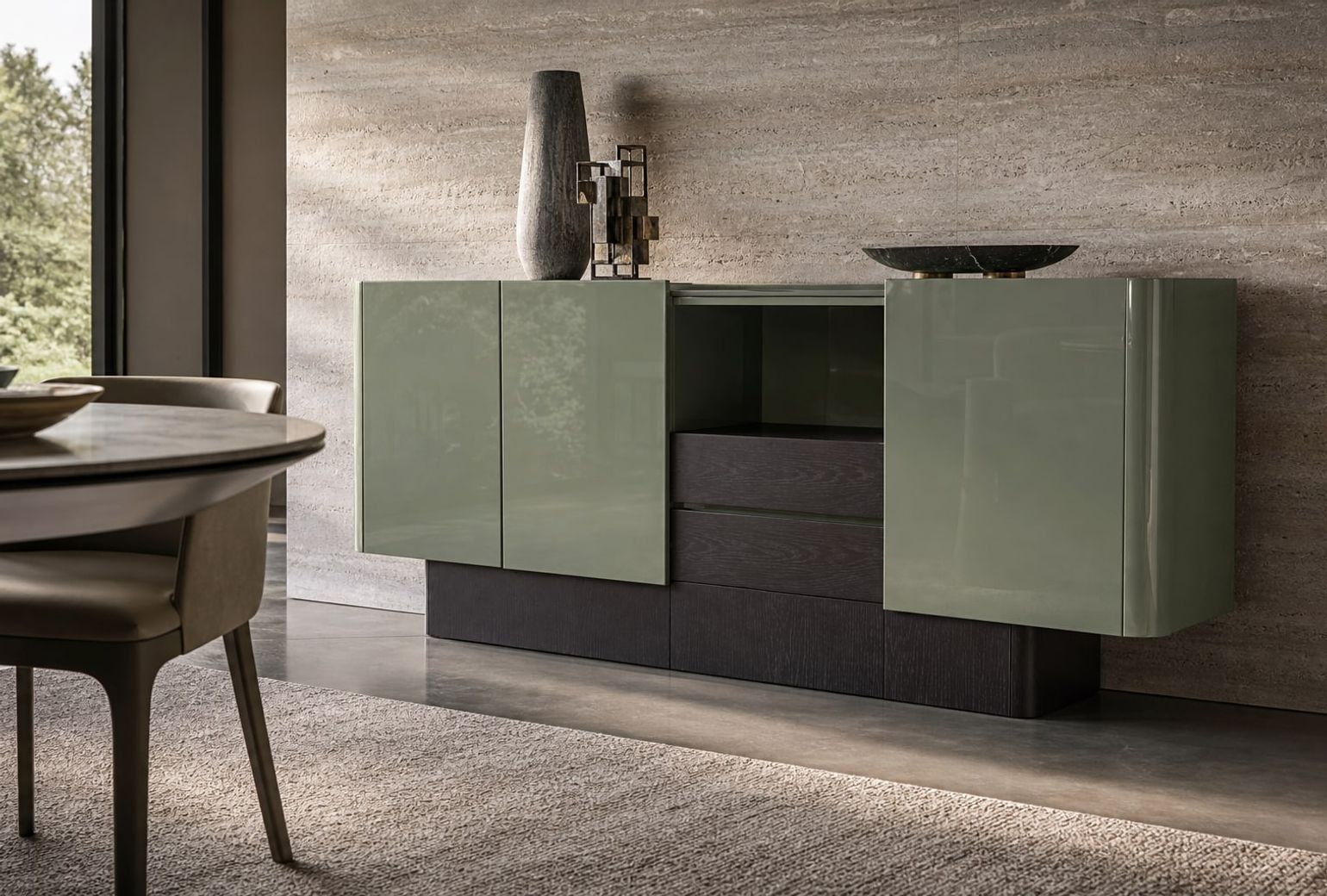 Wood Sideboard (Lacquer finish) styled in a FADIOR HOME interior setting