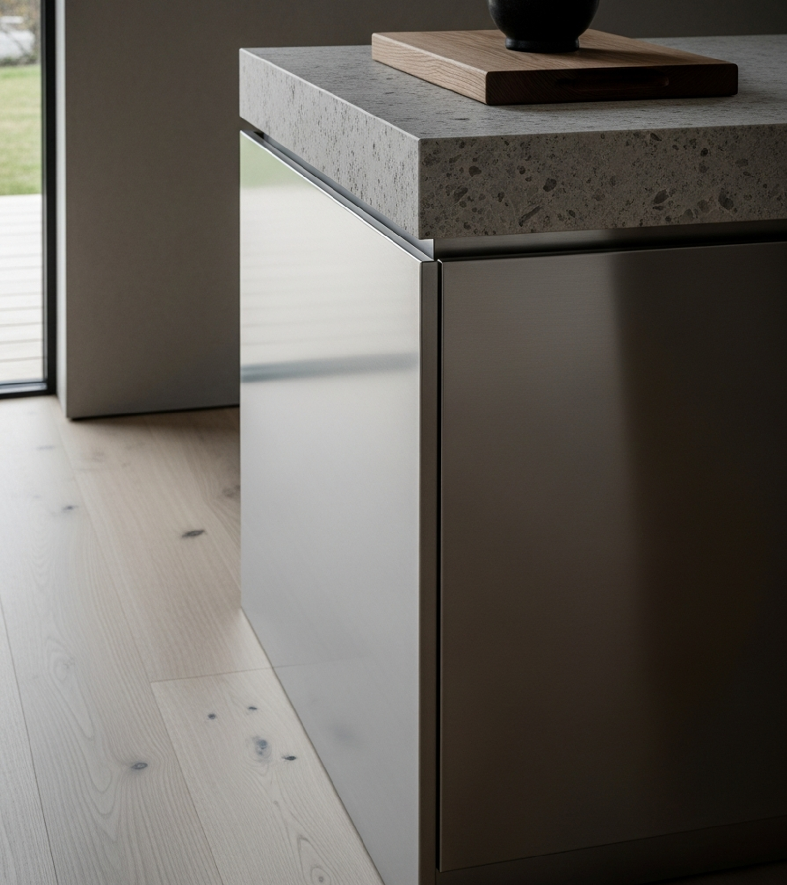 Fadior Abyss Kitchen Suite — close-up of stainless steel finish and hardware detail