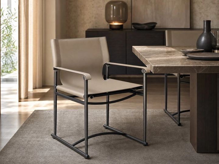 Leather-Accent Dining Chair styled in a FADIOR HOME interior setting