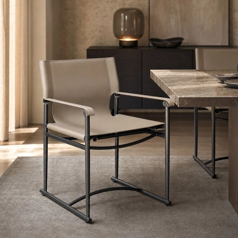 Leather-Accent Dining Chair (Microfiber saddle leather) styled in a FADIOR HOME interior setting