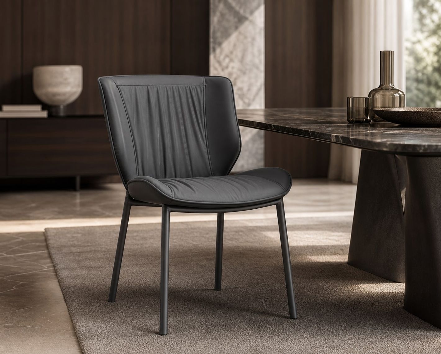 Dining Chair (Carbon steel) styled in a FADIOR HOME interior setting