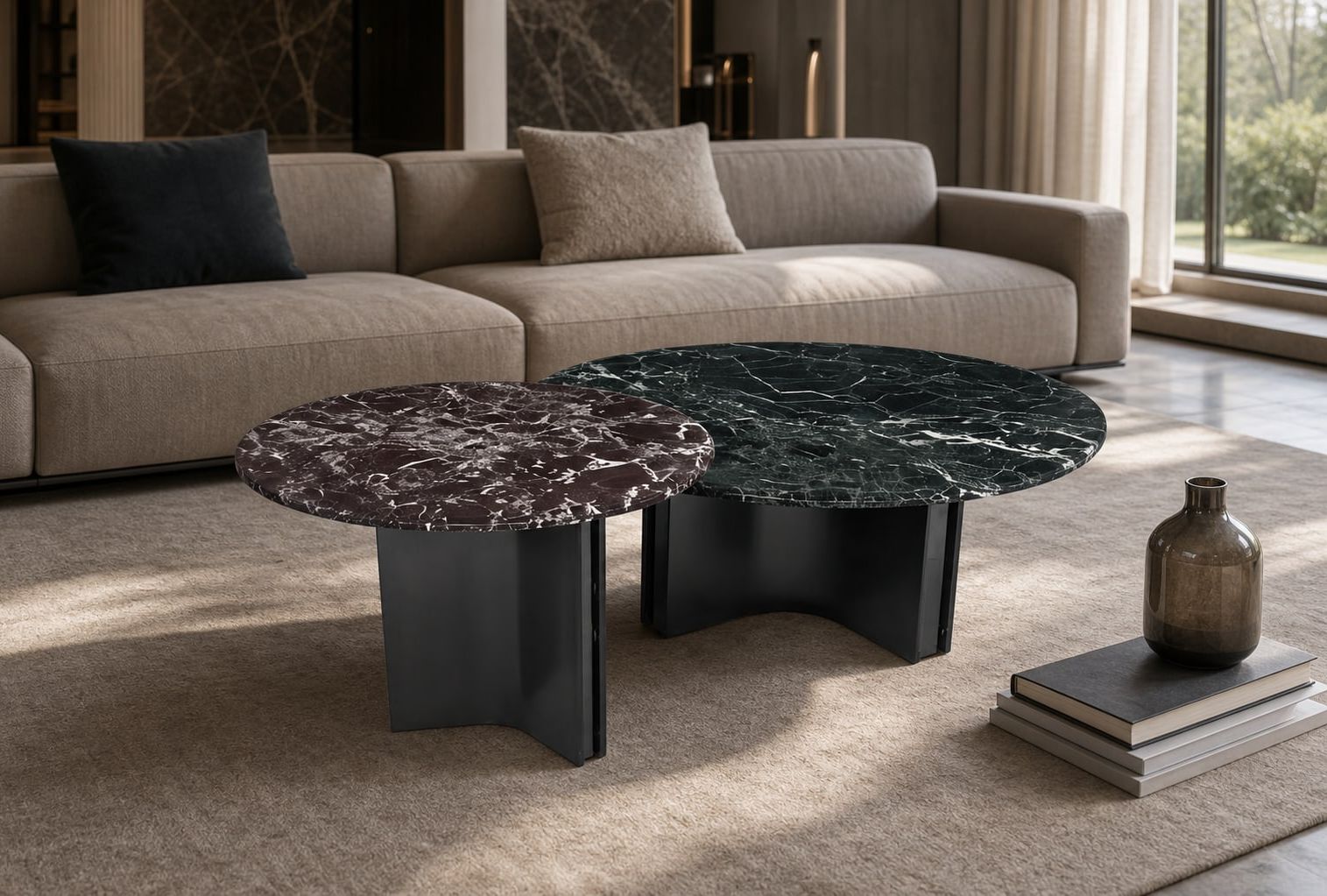 Stone-Top Coffee Table styled in a FADIOR HOME interior setting