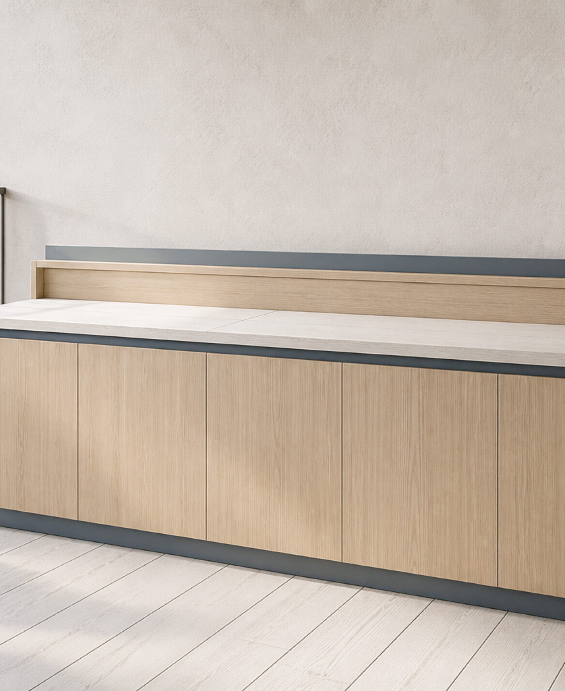 Fadior Dusk Balcony Suite with Blond Ash Aperitif Bench — 304 stainless steel balcony system, front view