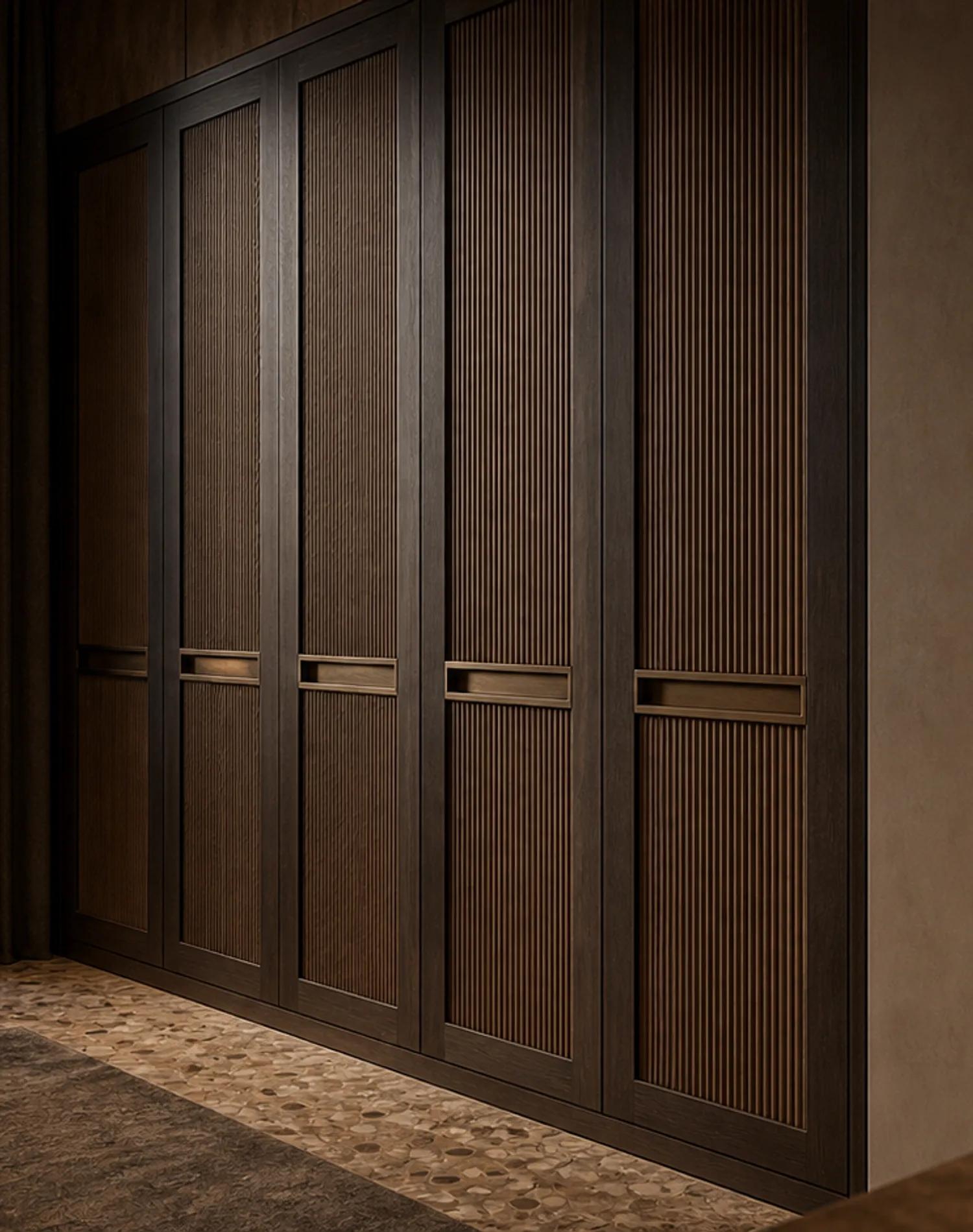 Fadior Elementum Wardrobe Suite with Cedar Lattice Dressing Bay — lifestyle setting with natural light and residential