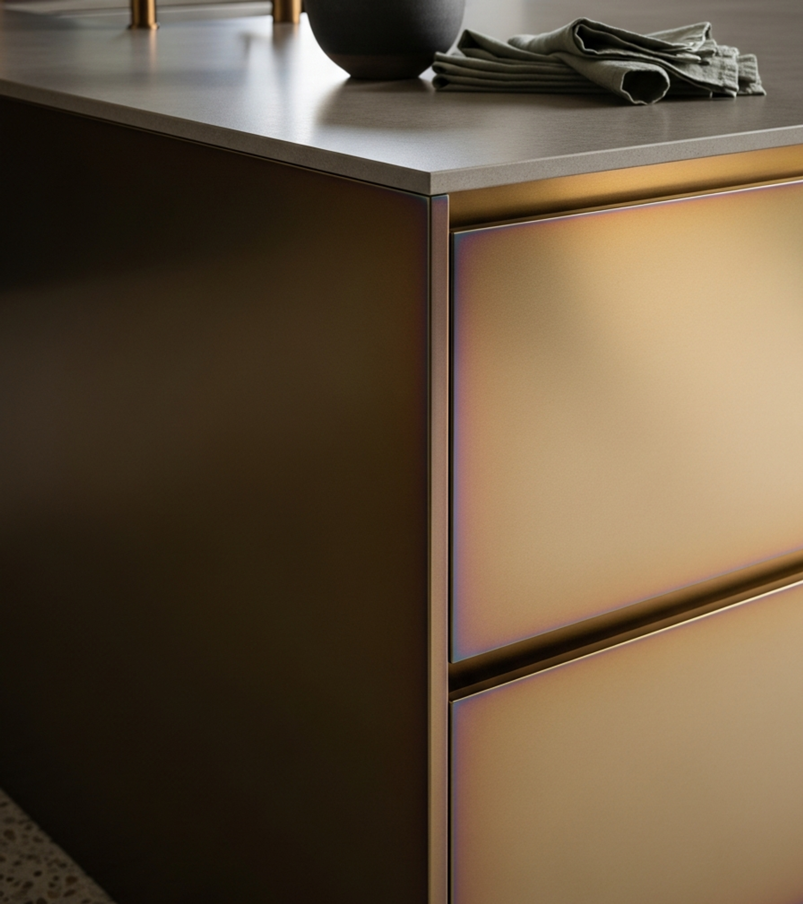 Fadior Abyss Kitchen Suite — close-up of stainless steel finish and hardware detail