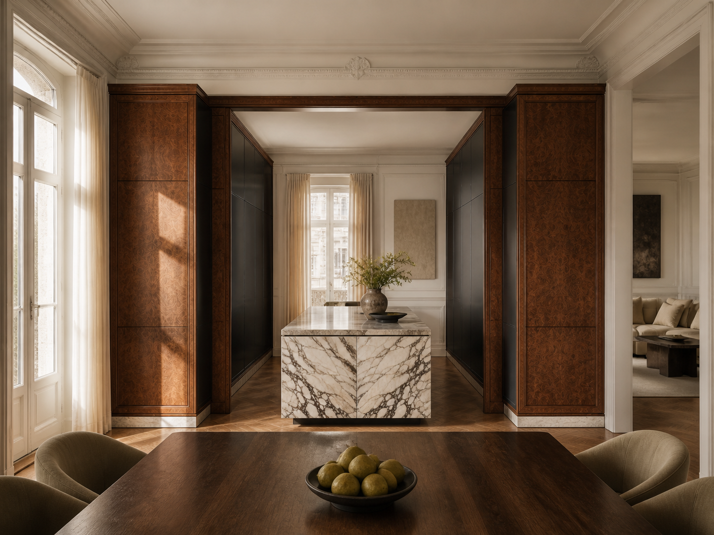 Fadior Meridian Gallery Pantry Island Pier — interior room context showing cabinet integration