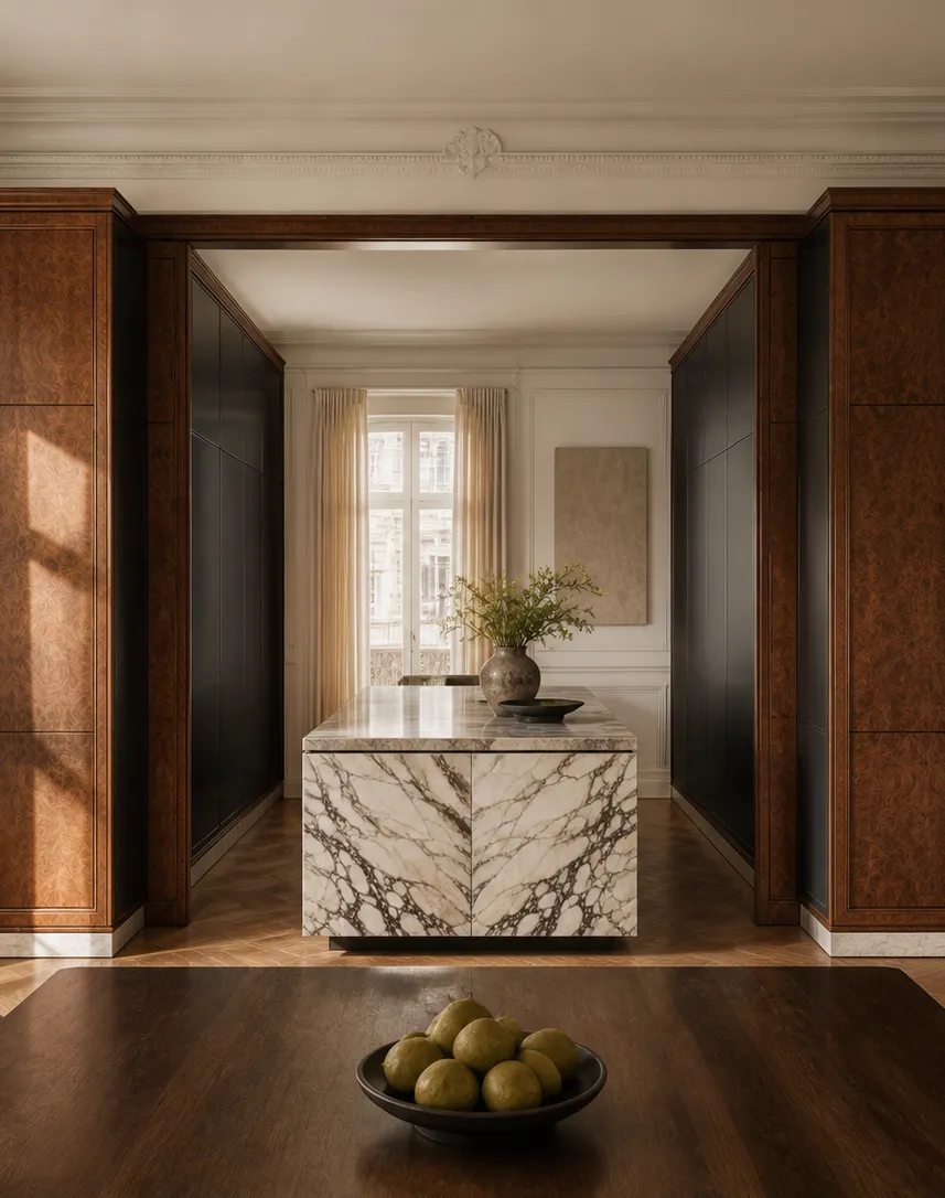 Fadior Meridian Gallery Pantry Island Pier — interior room context showing cabinet integration