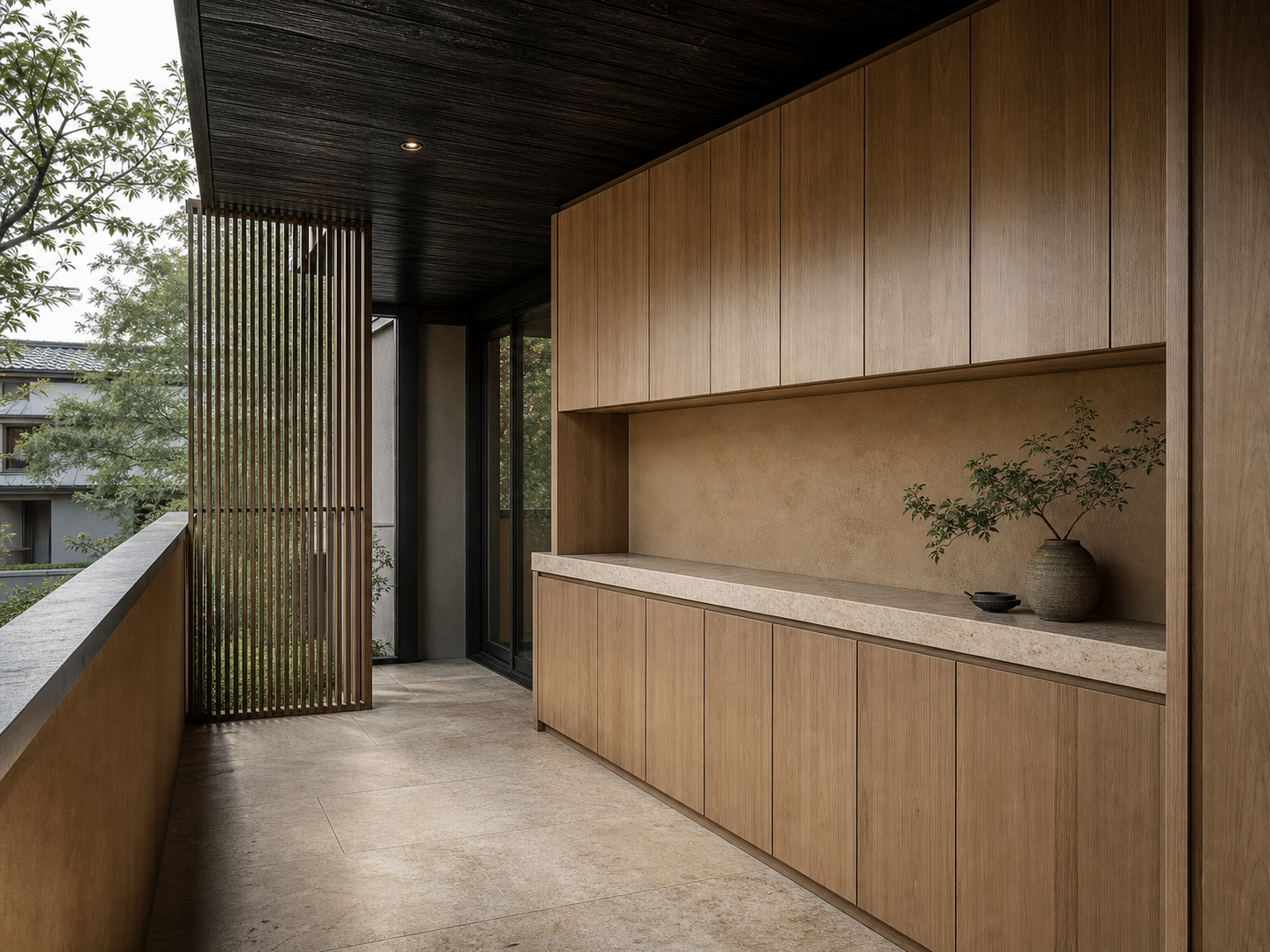Fadior Aurora Balcony Suite with Stormproof Utility Alcove — interior room context showing cabinet integration