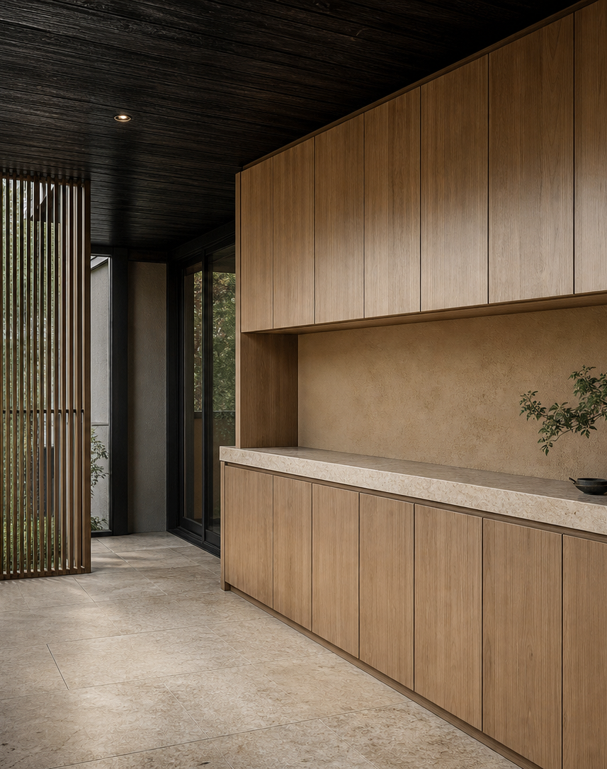Fadior Aurora Balcony Suite with Stormproof Utility Alcove — interior room context showing cabinet integration