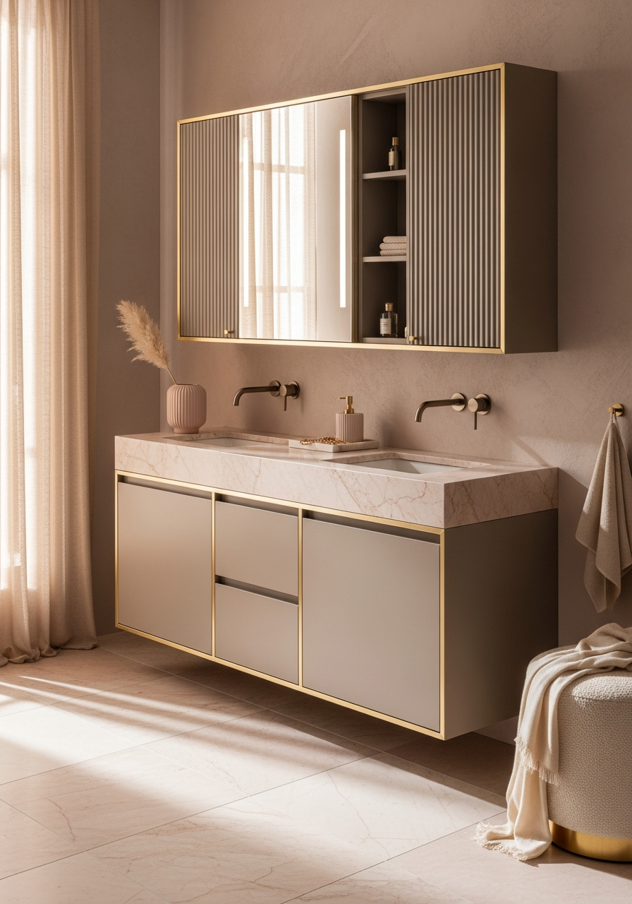 Fadior Solstice Bath and Vanity Suite — interior room context showing cabinet integration