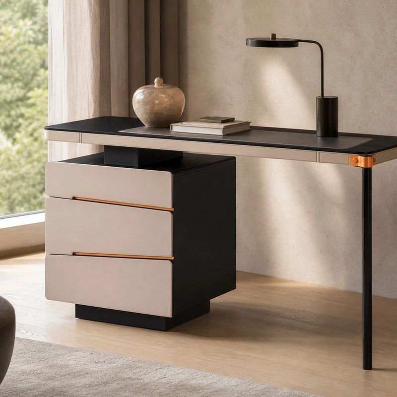 Wood Desk styled in a FADIOR HOME interior setting