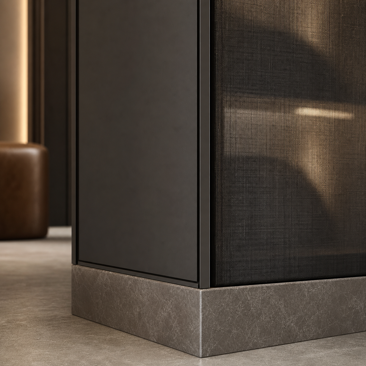 Suite de Armario Onyx con Claustro de Armario de Roble Ahumado acabado y detalle