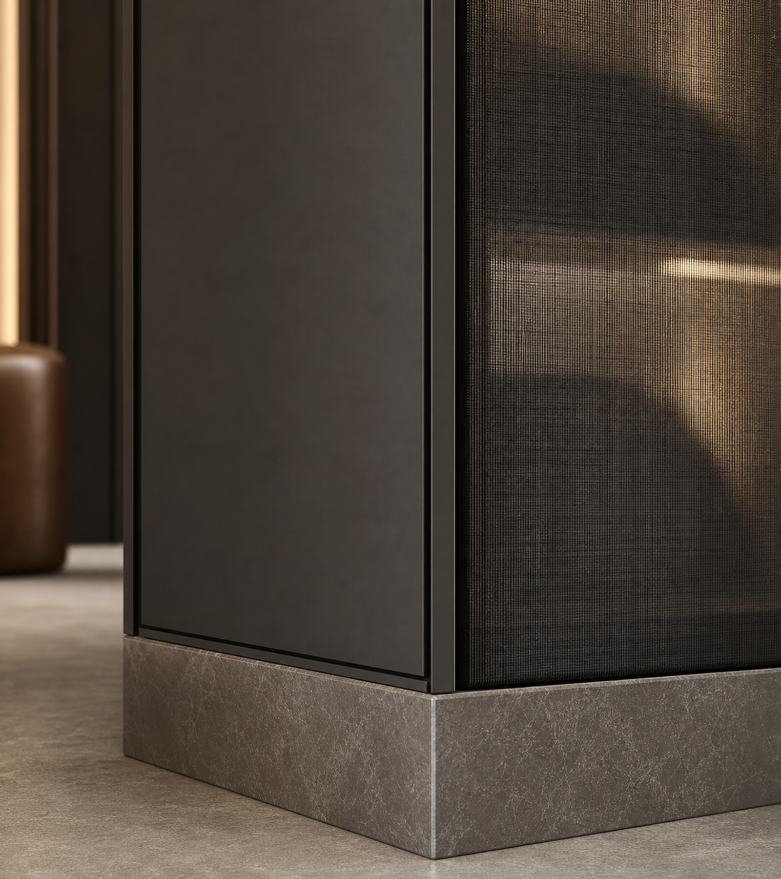 Suite de Armario Onyx con Claustro de Armario de Roble Ahumado acabado y detalle