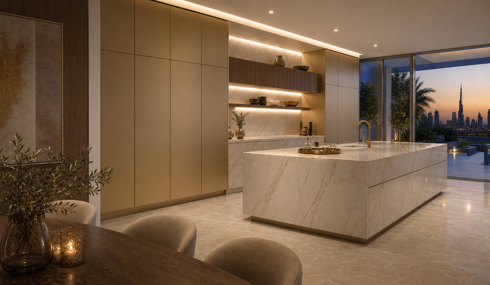Fadior Terrena Kitchen Suite with Courtyard Pantry Spine — lifestyle setting with natural light and residential styling