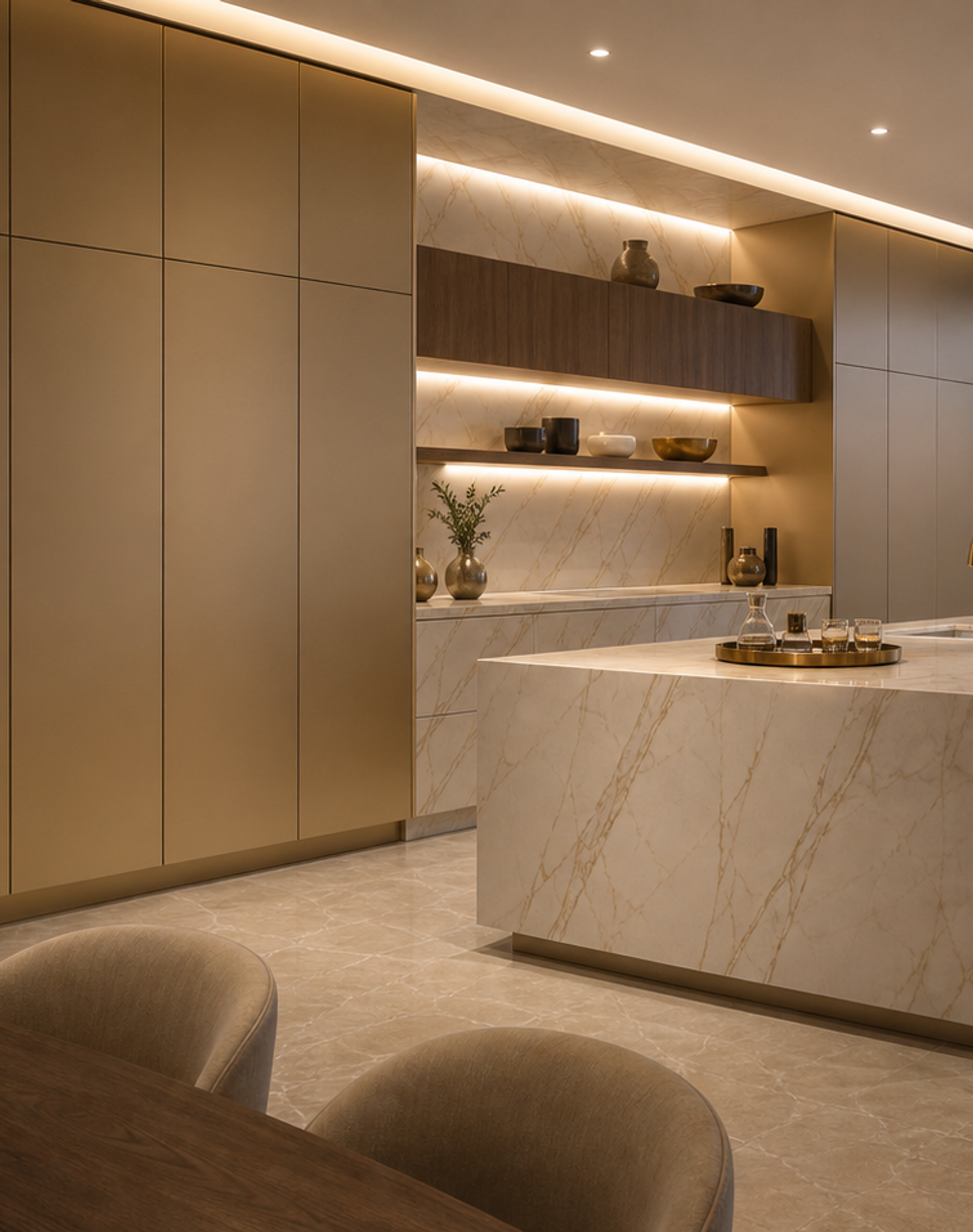 Fadior Terrena Kitchen Suite with Courtyard Pantry Spine — lifestyle setting with natural light and residential styling