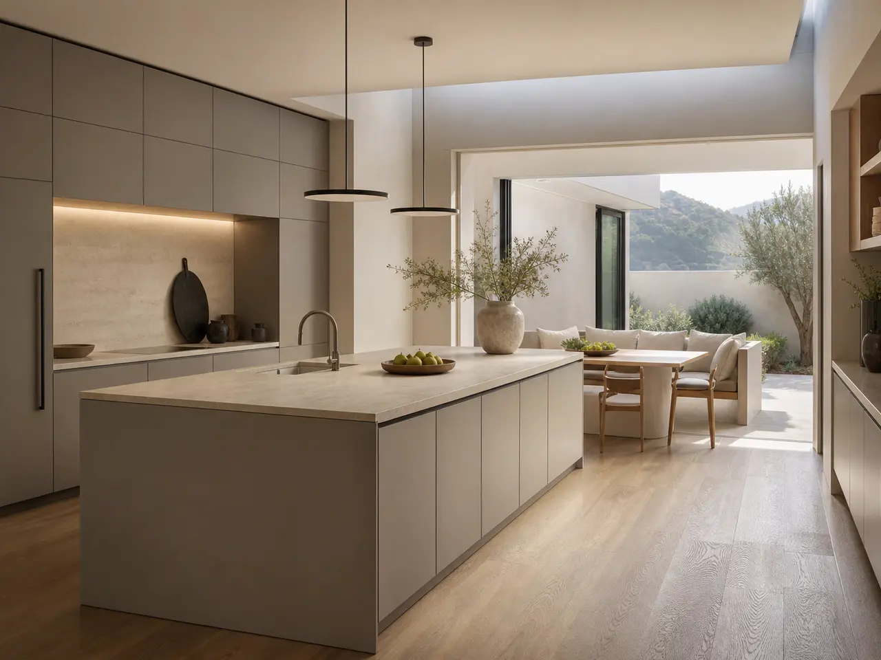 Fadior Riviera Kitchen Suite with Service Courtyard Breakfast Wall - custom 304 stainless steel kitchen cabinetry with residential finishes, storage planning, and daily workflow
