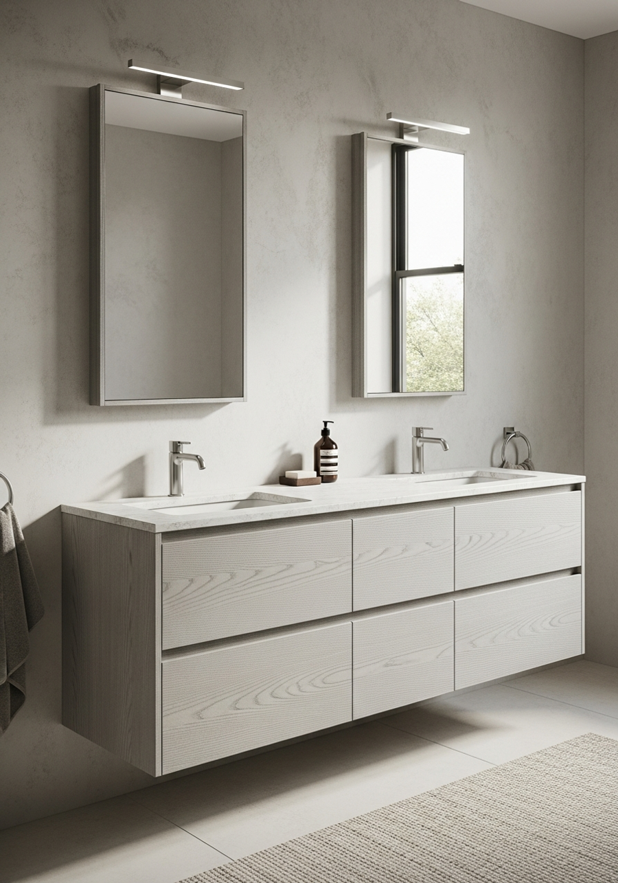 Fadior Acqua Bath and Vanity Suite — 304 stainless steel bath and vanity system, front view