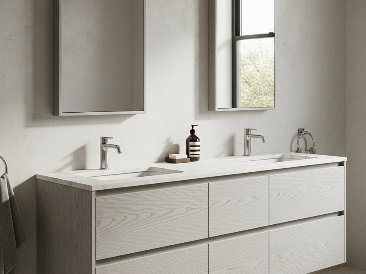 Fadior Acqua Bath and Vanity Suite — 304 stainless steel bath and vanity system, front view