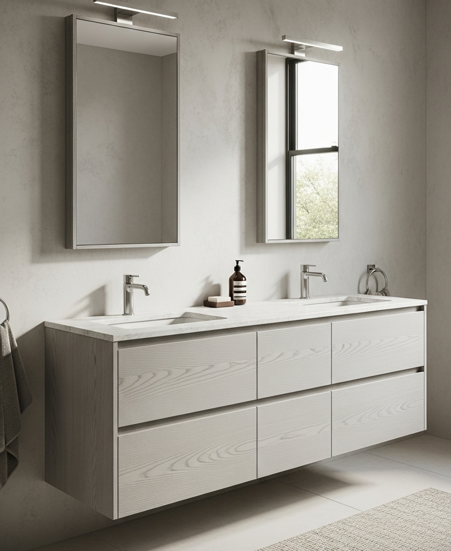 Fadior Acqua Bath and Vanity Suite — 304 stainless steel bath and vanity system, front view