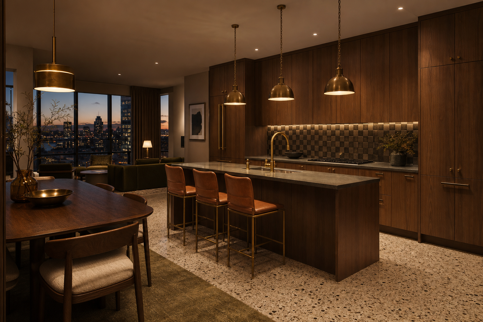 Fadior Meridian Kitchen Suite with Architectural Faucet Island Axis — interior room context showing cabinet integration